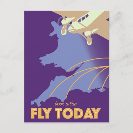 Vlieg Vandaag Vintage Stijl reisposter Briefkaart (Voorkant)