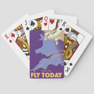 Vlieg Vandaag Vintage Stijl reisposter Pokerkaarten