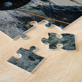 Vlieg vissen aan de kust legpuzzel (Zijkant)