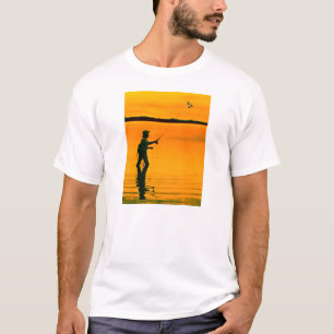 Vlieg Vissen afbeelding voor Heren-T-Shirt-Wit T-shirt