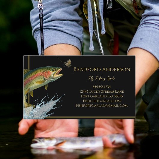 Vlieg Vissen Gids Charters Plain Black Forel Visitekaartje