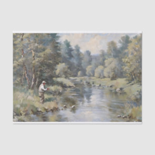 Vlieg Vissen op de rivier Decoupage Tissuepapier