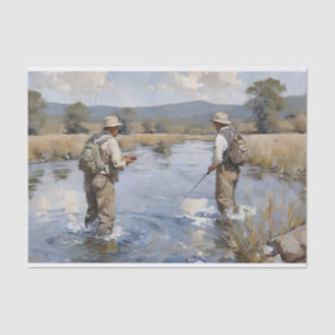 Vlieg Vissen op de rivier Decoupage Tissuepapier