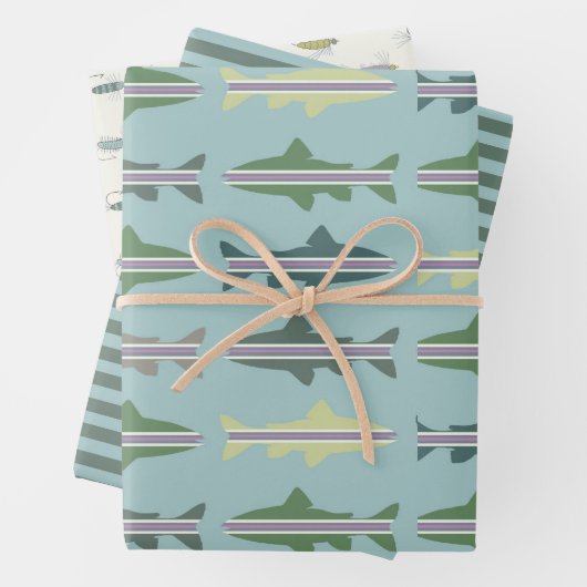 Vlieg Vissen Regenboogforel Gift Wrap Set Inpakpapier Vel (In situ)