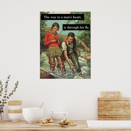 Vlieg Vissen  Retro Afbeelding om te personalisere Poster (Keuken)