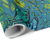 Vlieg, vlieg dragonfly op blauw cadeaupapier (Rol Hoek)