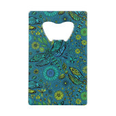 Vlieg, vlieg dragonfly op blauw creditkaart flessenopener (Achterkant)