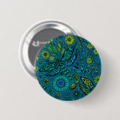 Vlieg, vlieg dragonfly op blauw ronde button 5,7 cm (Voorkant /achterkant)