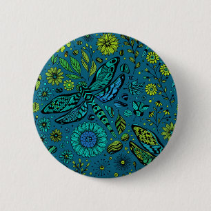 Vlieg, vlieg dragonfly op blauw ronde button 5,7 cm