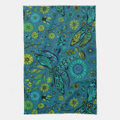 Vlieg, vlieg dragonfly op blauw theedoek (Verticaal)