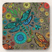 Vlieg, vlieg dragonvlieg op bruin bier onderzetter (Voorkant)