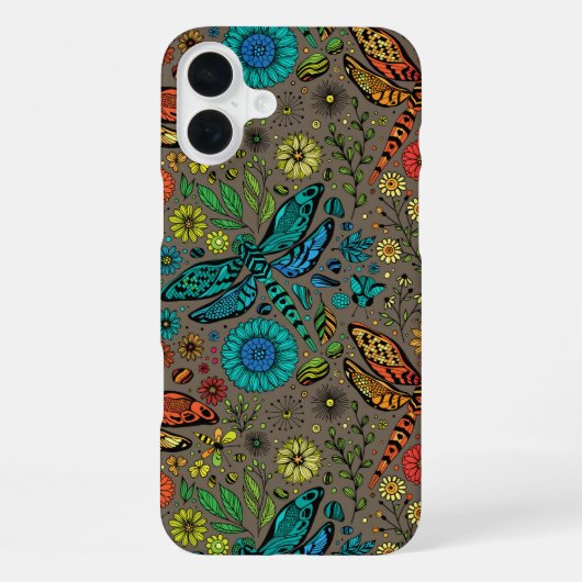 Vlieg, vlieg dragonvlieg op bruin iPhone hoesje (Achterkant)