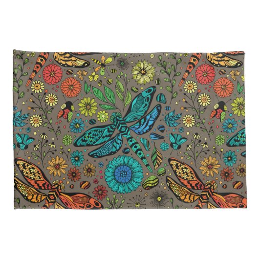 Vlieg, vlieg dragonvlieg op bruin kussensloop (Achterkant-Rechts)