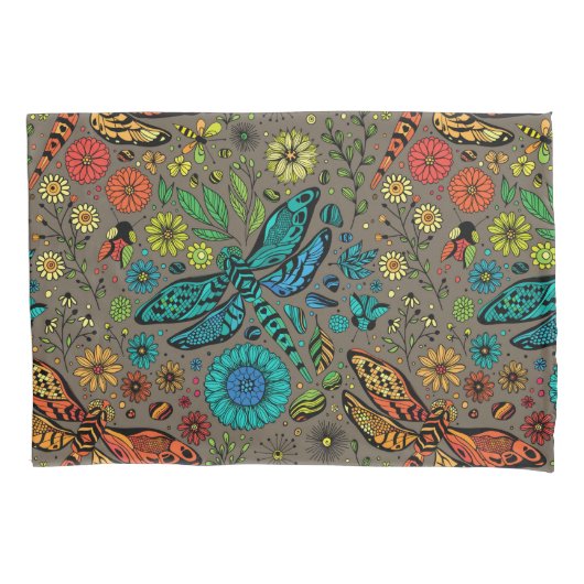 Vlieg, vlieg dragonvlieg op bruin kussensloop (Voorkant-Links)