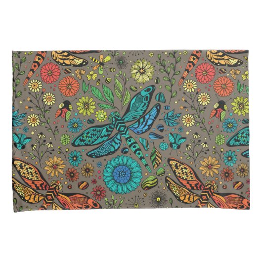 Vlieg, vlieg dragonvlieg op bruin kussensloop (Voorkant-Rechts)