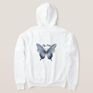 Vlieg Vrij – Blauwe Vlinder Kunstontwerp Hoodie