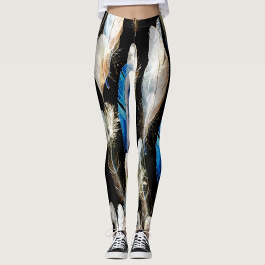 Vlieg Waterverf veren: naadloze achtergrond Leggings (Voorkant)