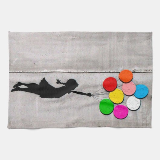 Vlieg weg Klein meisje Graffiti Art Dish Towel Theedoek (Horizontaal)