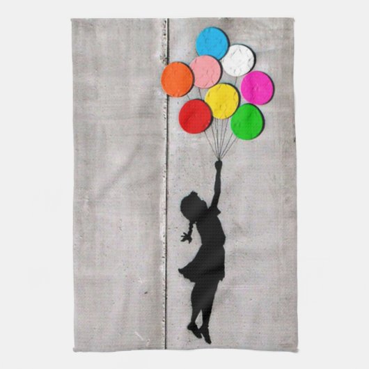 Vlieg weg Klein meisje Graffiti Art Dish Towel Theedoek (Verticaal)