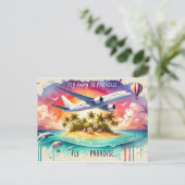 Vlieg weg naar het paradijs briefkaart (Staand voorkant)