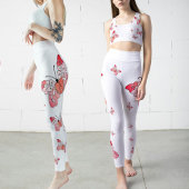 Vlieg weg om gelukkig roze witte vlinder Leggings 