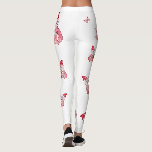 Vlieg weg om gelukkig roze witte vlinder Leggings  (Achterkant)
