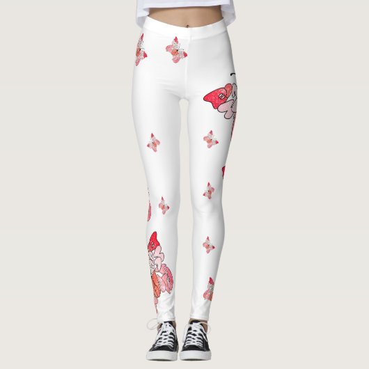 Vlieg weg om gelukkig roze witte vlinder Leggings  (Voorkant)
