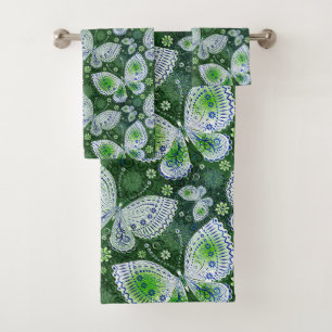 Vlieg weg Paisley Butterfly Print groen Bad Handdoek