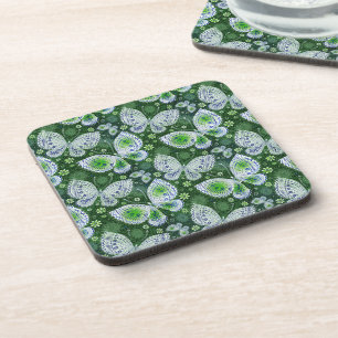 Vlieg weg Paisley Butterfly Print groen Bier Onderzetter