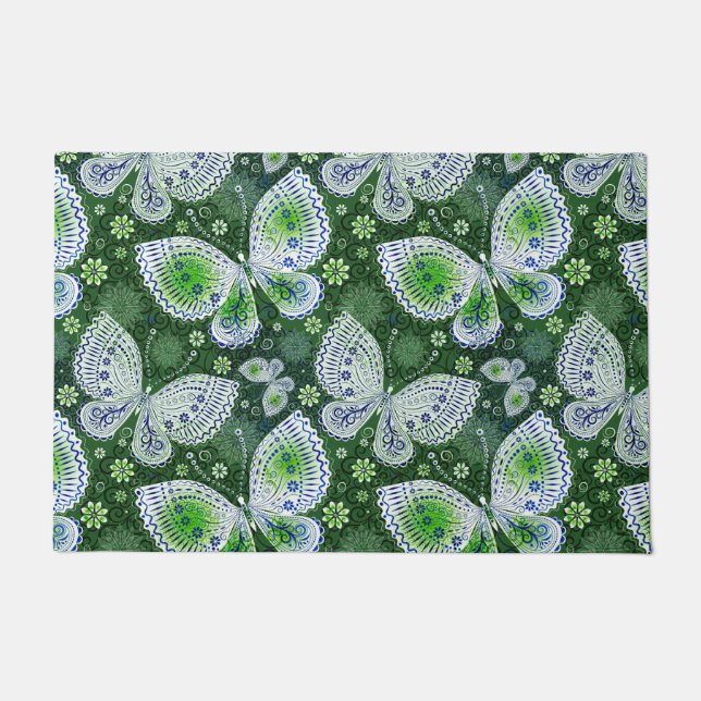 Vlieg weg Paisley Butterfly Print groen Deurmat (Voorkant)