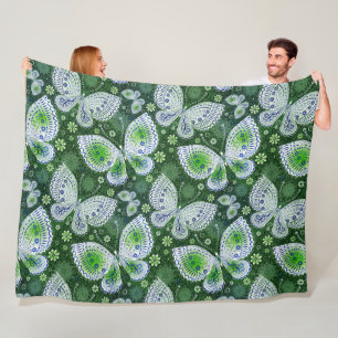 Vlieg weg Paisley Butterfly Print groen Fleece Deken