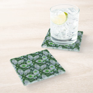 Vlieg weg Paisley Butterfly Print groen Glazen Onderzetter