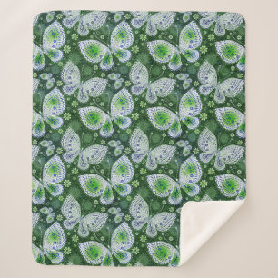 Vlieg weg Paisley Butterfly Print groen Sherpa Deken