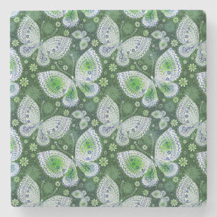 Vlieg weg Paisley Butterfly Print groen Stenen Onderzetter