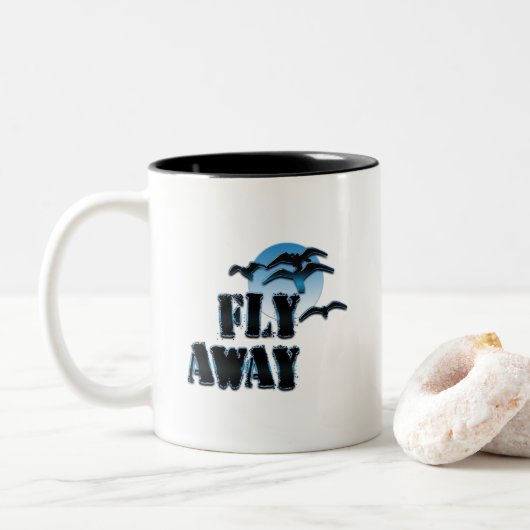 Vlieg weg tweekleurige koffiemok (Met donut)