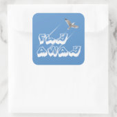 Vlieg weg vierkante sticker (Tas)