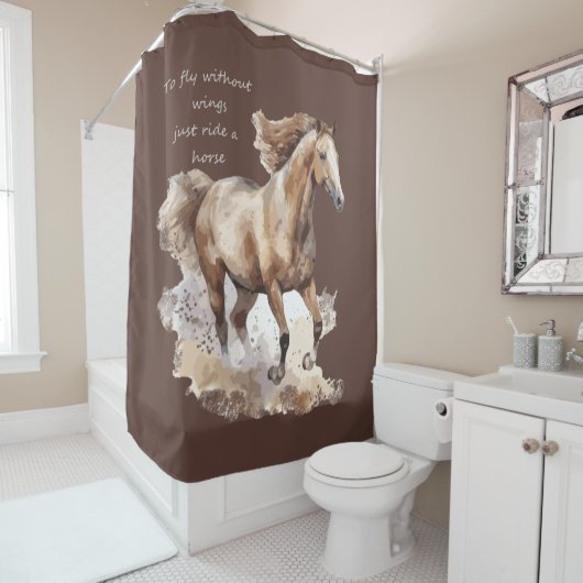 Vlieg zonder vleugels gewoon rijden een paard gewo douchegordijn (In situ)