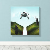 vliegauto canvas afdruk (Insitu (Houten vloer))