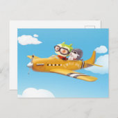 Vliegavontuur met hond aankondigingskaart (Voorkant / Achterkant)
