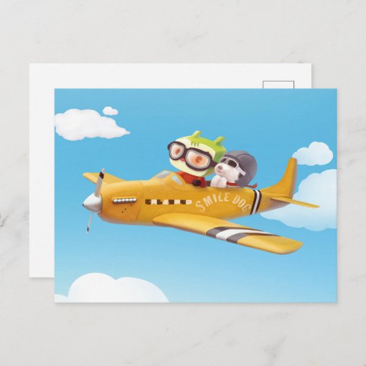 Vliegavontuur met hond aankondigingskaart (Voorkant / Achterkant)