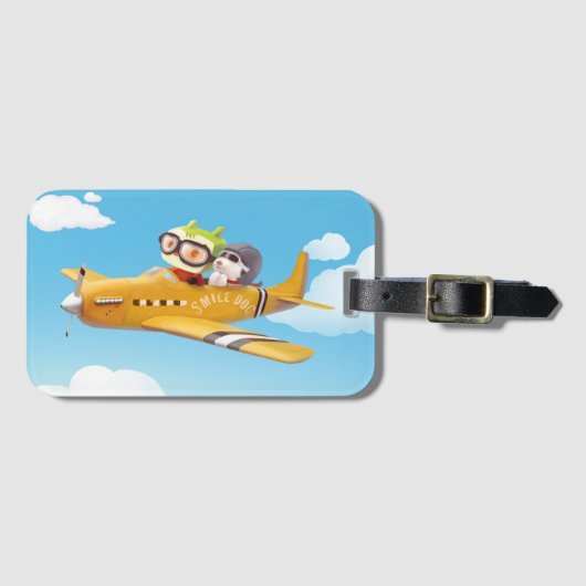 Vliegavontuur met hond bagagelabel (Voorkant (horizontaal))