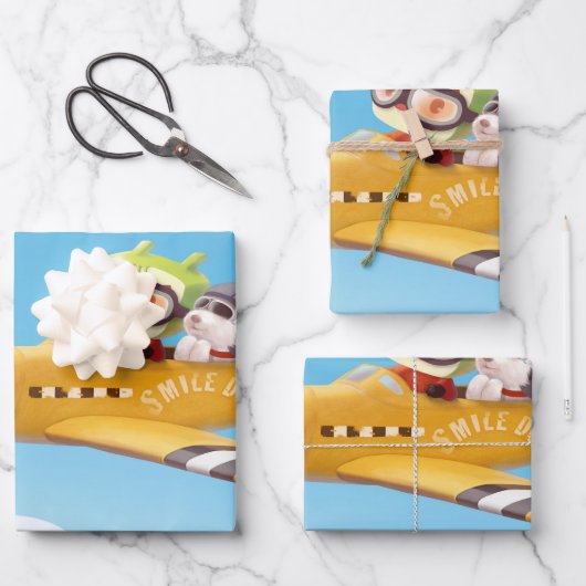 Vliegavontuur met hond inpakpapier vel (Voorkant)