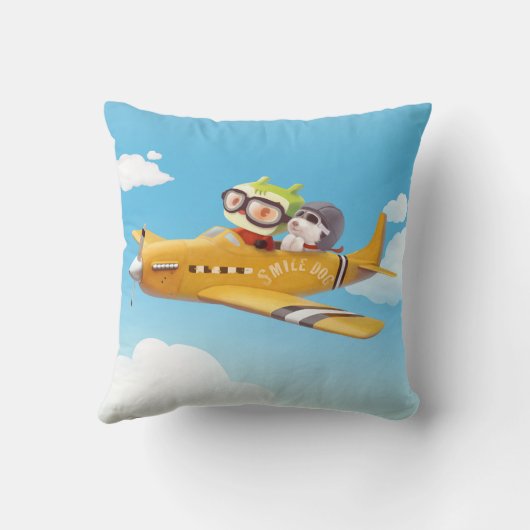 Vliegavontuur met hond kussen (Achterkant)