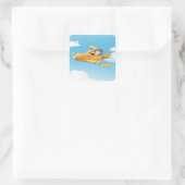 Vliegavontuur met hond vierkante sticker (Tas)