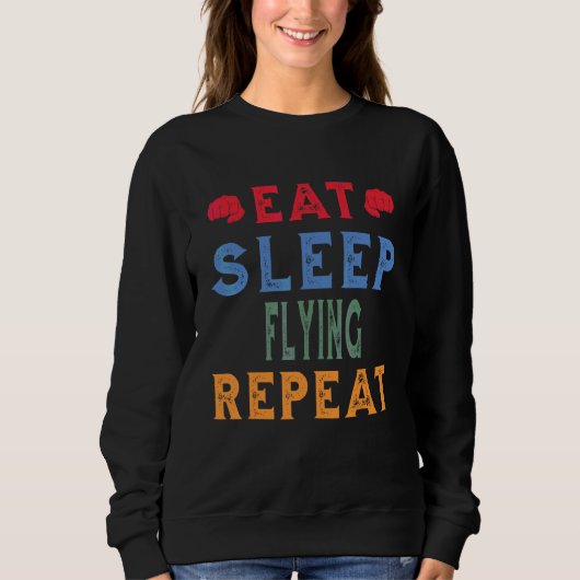 Vliegbaan Hobby Eat Sleep Herhaal Trui (Voorkant)