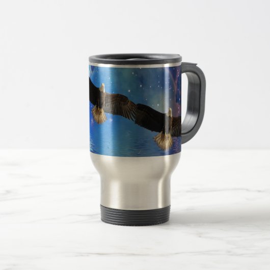 Vliegbalkadelaar en ruimtevernevelkunst reisbeker (Voorkant rechts)