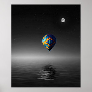 Vliegballon selectieve minimalistische fotografie poster