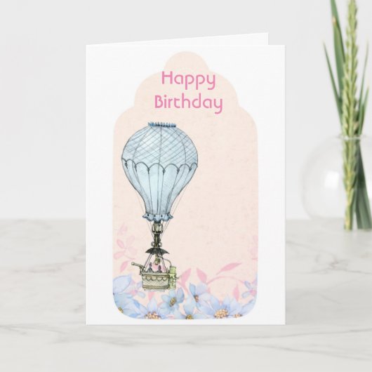 Vliegballon, Verjaardagsballonnen Kaart (Voorkant)