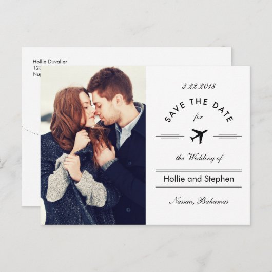 Vliegbestemming het Briefkaart Datum (Voorkant / Achterkant)