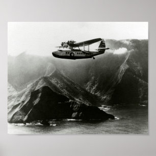 Vliegboot Vliegtuig boven Hawaiiaanse eilanden Poster